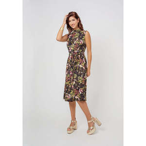 Abito Leota Mindy da Donna Nero con Motivo Floreale Taglia Unica/XS Leggero e Trendy per Club e Uso Quotidiano con Cerniera Naturale Lavabile OdM - Product Image 3