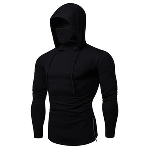 Men's Long Sleeve Gym Hoodie with <b>Mask</b> DIY Pattern Pullover Hooded T Shirt Tops for <b>Sports</b> & Cycling for Autumn Season - Product Image 3