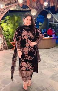 Embroidered & Moti Work Fully <b>Stitched</b> <b>Top</b> and Bottom Pure Georgette <b>Top</b> With Bottom & Digital Print Dupatta Heavy Designer Suit - Product Image 2