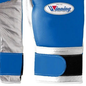Professional Blue Silver <b>Leather</b> Boxing <b>Gloves</b> Velcro Wrist Training Sparring <b>Gloves</b> for Men and <b>Women</b> - Product Image 5
