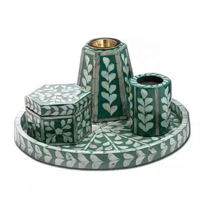 Mother of Pearl Inlay Mubkhar <b>Box</b> with <b>Matching</b> Tray Luxury Handmade Bakhoor Burner Madkhan Set for Arabic Home Decor, Gifting - Product Image 1