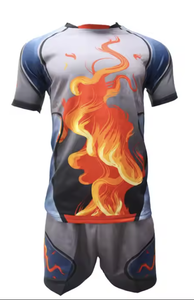 Vente en gros d'uniformes de rugby bleu polyester entièrement sublimation chemise de rugby design maillots de football tactile respirant - Product Image 2