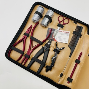 Mehron Outils d'extension de cheveux enduits de couleur personnalisée Pince d'extension de cheveux en acier inoxydable avec clips Fils Microbilles Peigne à cheveux - Product Image 2