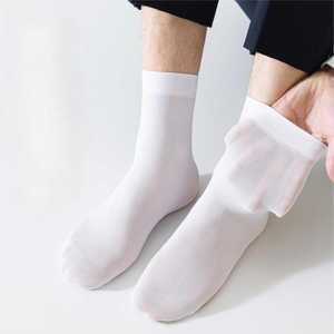 ถุงเท้าธุรกิจผ้าคอตตอนสำหรับผู้ชายถุงเท้าถักแบบเรียบง่ายสีขาว - Product Image 1