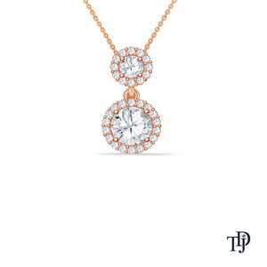 Pendentif en or 18 carats luxueux à double halo de diamants (naturels) avec pierres centrales taille brillant, vente en gros OEM - Product Image 3