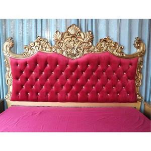 Cama King Size de Madera Maciza Tallada de Estilo Europeo Antiguo, con Panel Tapizado, Juego de Muebles para Recámara Principal - Product Image 3