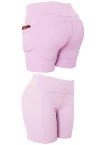 Short de motard taille haute pour femme avec compression Yoga motif solide respirant Spandex/Polyester poches élégantes confortables - Product Image 6