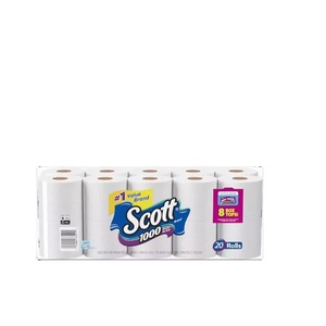 Scott 1000 feuilles par rouleau de papier hygiénique, papier hygiénique, 20 rouleaux - Product Image 1
