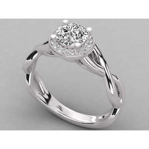 Bague solitaire en or 10 carats avec diamant rond brillant pour femme - Product Image 2