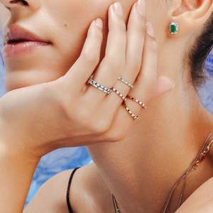 La última colección de lujo de 100% hechos a mano auténticos diamantes reales y anillos apilados de banda fina de oro amarillo sólido de 18 quilates, moda única - Product Image 4