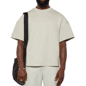 T-shirt en coton uni surdimensionné pour homme, manches courtes, col rond, coupe décontractée, jersey uni - Product Image 6