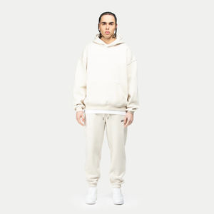 Personalizado 100% algodón 500 GSM Baggy Fleece Sudadera con capucha de gran tamaño Jogger Set Hombres 2 piezas Sweatsuit Invierno Chándales de alta calidad - Product Image 1