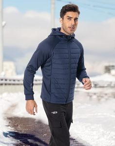 Chaqueta para correr para hombre, chaqueta acolchada ligera, abrigo térmico híbrido aislado para invierno, senderismo, deportes de Golf - Product Image 1