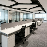 Poste de travail de bureau moderne modulaire avec table et armoire de rangement à tiroirs