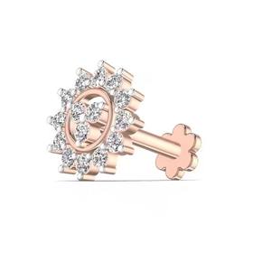 Épingle à nez en diamant cultivé en laboratoire en or jaune 14 carats certifié Bijoux de piercing fin pour vêtements de tous les jours pour femmes - Product Image 3