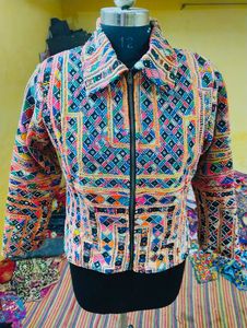 2022 Vintage Style Boho Banjara Jacket <b>for</b> Women Handcrafted Fashionable Apparel with Embroidery and Sequins Long Length - Product Image 3