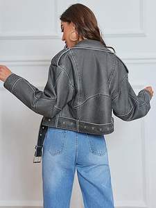 Veste de camionneur en simili cuir pour femme de qualité supérieure, dernier style, avec doublure en sherpa, veste en cuir classique 2024 - Product Image 6