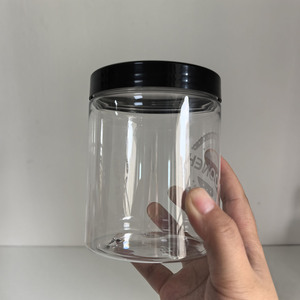 Tarro grande para mascotas de 600ml/20oz, tapas de rosca de PP negro para cocina, alimentos secos, mantequilla de maní, miel, lata vacía para galletas, almacenamiento de lápiz labial - Product Image 1