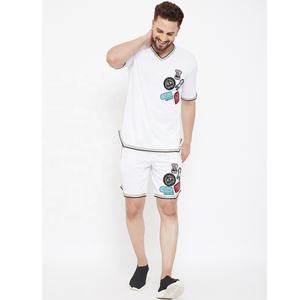 Ensemble deux pièces personnalisé en polyester/coton pour hommes-Survêtement de printemps décontracté à séchage rapide T-shirt et short avec logo imprimé de haute qualité - Product Image 1
