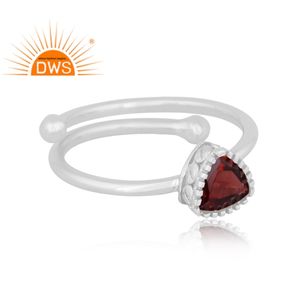 Anillo Apilable de Plata de Ley con Granate Natural, Diseño Elegante, Fabricante de Joyería Personalizada - Product Image 2