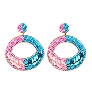 Pendientes de Mujer Dulces y Frescos con Bordado, Hechos a Mano con Cuentas de Semillas, Dijes, Joyería - Product Image 1