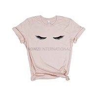 Vente en gros de t-shirt en coton avec étiquette personnalisée pour cils, Logo imprimé pour femmes