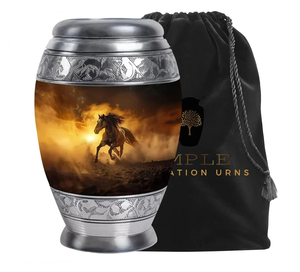 Elegantes urnas de cremación de aluminio recubiertas Meena grandes (220 pulgadas cúbicas) y recuerdo (3 pulgadas cúbicas) Urna de cremación personalizada - Product Image 1