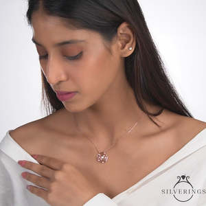 Collier géométrique en argent sterling 925 avec zircon, technologie de sertissage à griffes, pour cadeau, motif My World incrusté, en alliage de zinc - Product Image 2