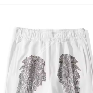 Shorts de survêtement personnalisés en strass blancs Shorts de survêtement en strass en meilleur matériau Shorts de survêtement en strass de style tendance à vendre - Product Image 5