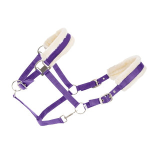 Licol bleu foncé rembourré en molleton doux réglable en polyester pour chevaux Boucles en métal à ajustement facile - Product Image 5