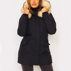 Navy Fur Hooded Breathable Plus Size Women's Long Oversized Parka Jacket Hooded High Street Winter Parka Padded Coat wit