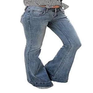 उच्च कमर भड़क पैंट जीन्स महिला नई शैली मीठा शांत गर्म लड़कियों लेडी तंग खिंचाव पतला लंबा जींस महिलाओं