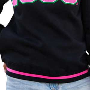 2025 grec femmes noir 1908 sweat à manches longues pull décontracté avec rose vert appliques numéros doux coton haut Streetwear - Product Image 5
