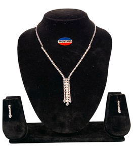 B183 Ensemble de bijoux de mode vintage classique élégant Collier et boucles d'oreilles en diamant élégant pour les anniversaires et les fêtes élégants - Product Image 1