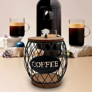 ไม้อะคาเซียสองชั้นที่วางกาแฟฝักที่เก็บของบนโต๊ะ - Product Image 3