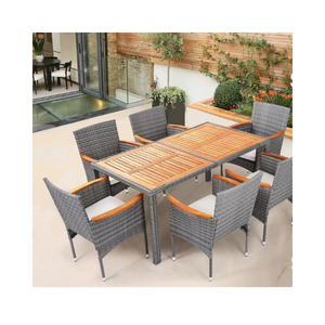 Best Selling Modern Outdoor <b>Dining</b> Set Acacia Wicker Rattan 6 Seaters Phu Linh - Product Image 1