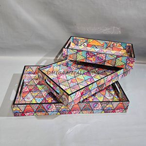 Ensemble de plateaux en bois d'acacia en gros d'usine avec une finition de qualité supérieure à motif vibrant élégant pour un service et un affichage élégants - Product Image 3