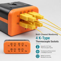 Meter Termokopel Tipe K 4 Saluran Perekam Data Suhu Alarm Visual & Suara Output CSV Dukungan OEM