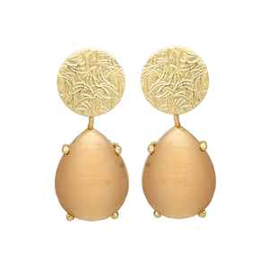 Nouvelle Arrivée Boucles d'Oreilles Rondes en Calcaïdonie Pêche Hydro Gemstone Plaqué Or pour Femme et Fille – Tendance Quotidienne - Product Image 1