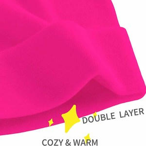 Vente en Gros de Bonnets Couleur Rose Matériaux en Laine Chaud Hiver Street Wear Bonnets Casquettes avec Logo Personnalisé - Product Image 6