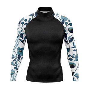 Men's Long Sleeve Quick Dry Swimsuit UV Protection Floral Surf <b>T</b>-<b>Shirt</b> Breathable <b>Swimming</b> Diving Plus Size Fitness Swimwear - Product Image 2