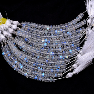 AAA+ Rainbow Moonstone 5mm Rondelle Faceted <b>Beads</b> Natural <b>Blue</b> Fire White Moonstone Gemstone <b>Beads</b> For Jewelry Making Supplies - Product Image 6