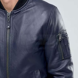 Veste en cuir pour homme de qualité supérieure, couleur personnalisée, service OEM, coupe-vent, veste décontractée d'hiver - Product Image 3
