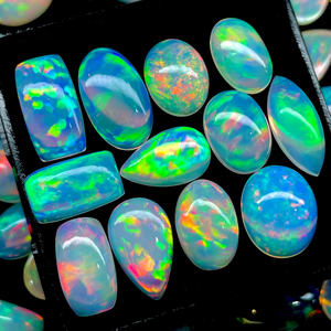 12 pièces boîte éthiopien opale Cabochon bonne qualité Multi Flashy opale Cabochon Lot, mélange forme Welo opale pour la fabrication de bijoux - Product Image 5