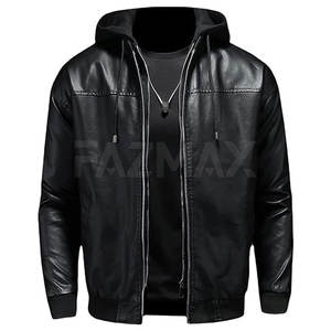 Sudaderas con capucha de cuero para hombre de talla grande Sudaderas con capucha de cuero para hombre a la moda y con estilo En stock para hombres - Product Image 4