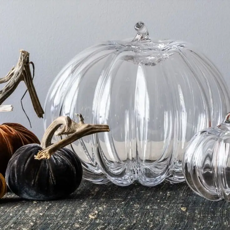 大型パンプキン製品ホリデージャーラウンドリブ付きパンプキンガラス瓶ハロウィーンの香りの新年2024卸売クリスマスデコレーション