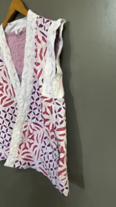 Venta al por mayor señoras Casual Vintage Patchwork Chaqueta larga personalizada sin mangas de las mujeres chaleco bolsillos algodón relleno para la primavera - Product Image 6