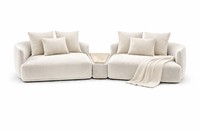 Canapé modulaire de luxe Tsofli - Design incurvé contemporain, tissu capitonné / velours / daim, module central en marbre en option