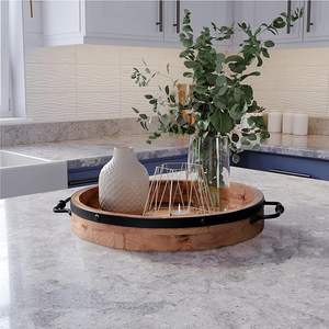 Plateau de table basse rond en bois de ferme fait main avec poignées en métal plateau de service décoratif pour décor de table basse - Product Image 5