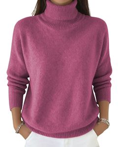 Suéter de Cuello Alto Color Malva Personalizado para Mujer, Suéter de Punto de Lana Acrílica, Jersey de Manga Larga para Invierno, Fabricante Personalizado, OEM, Venta al por Mayor - Product Image 1